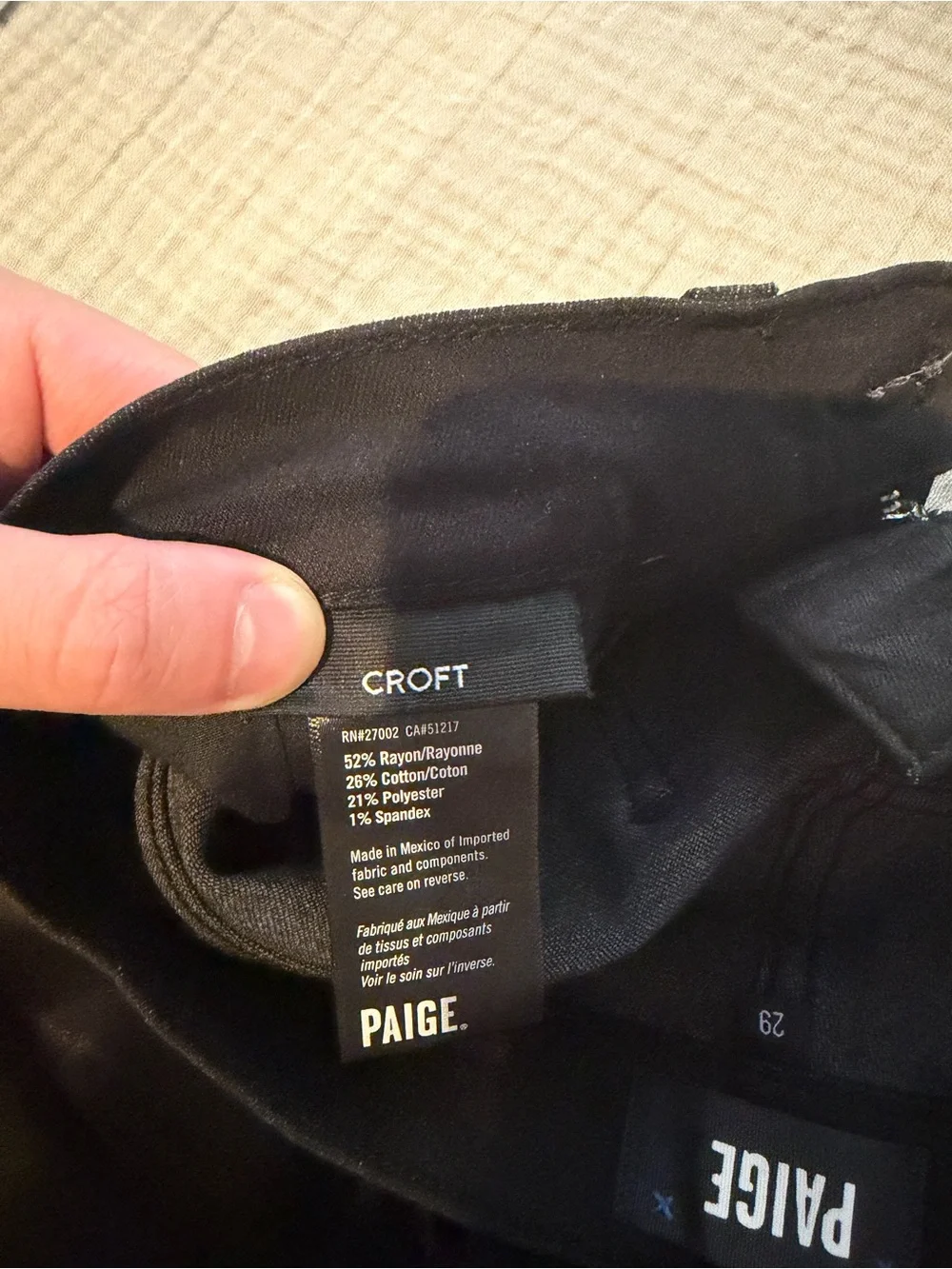 Paige Croft Coated Black Denim Jeans Size 29 Retail $298